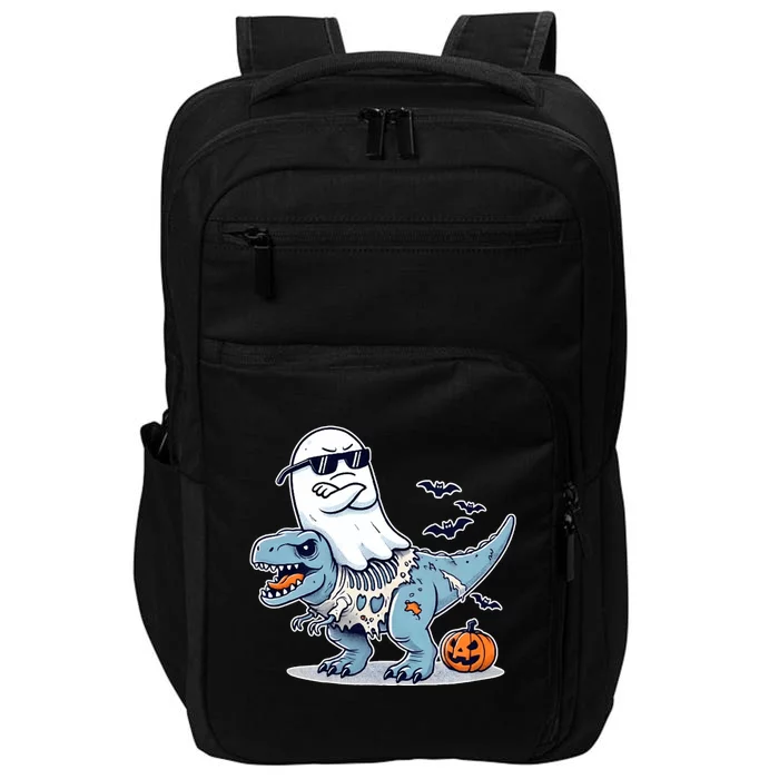 Halloween Ghost Riding Zombie T Rex Funny Halloween Impact Tech Backpack