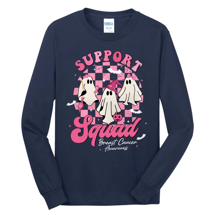 Halloween Ghost Support Squad Breast Cancer Pink Ribbon Tall Long Sleeve T-Shirt