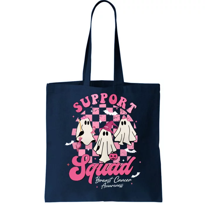 Halloween Ghost Support Squad Breast Cancer Pink Ribbon Tote Bag