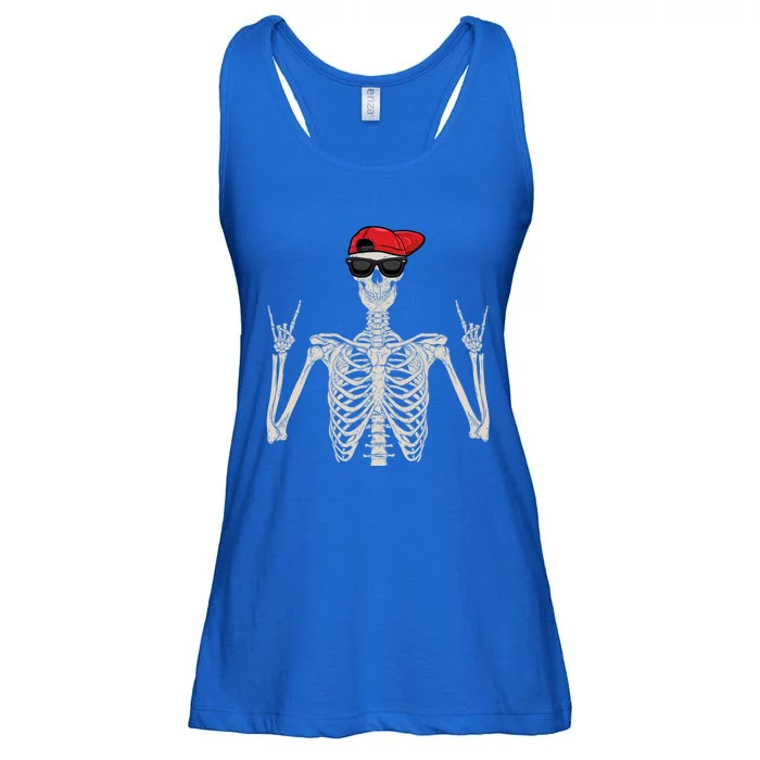 Halloween Gift Skeleton Rock On Hand Skeleton Cute Gift Ladies Essential Flowy Tank