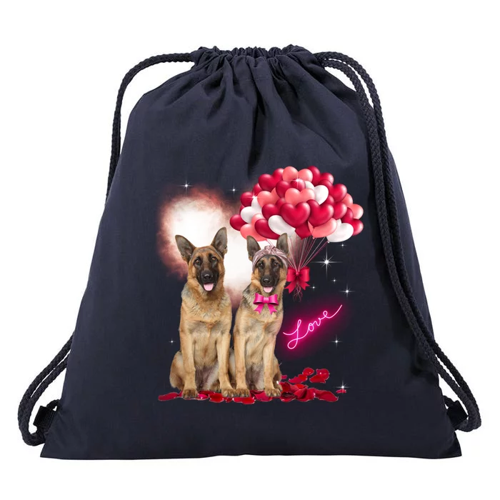 Heart Ger Shepherd Dog Lover Christmas Valentines Day Gift Drawstring Bag