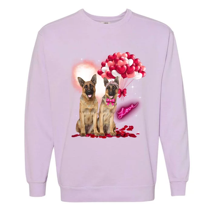 Heart Ger Shepherd Dog Lover Christmas Valentines Day Gift Garment-Dyed Sweatshirt