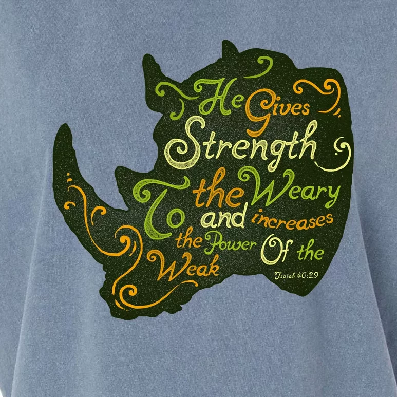 He Gives Strength Garment-Dyed Women's Muscle Tee