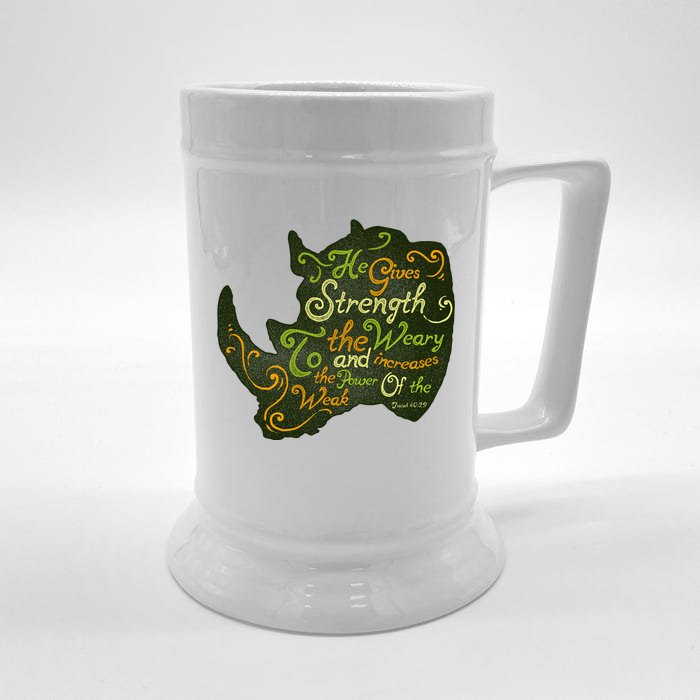 He Gives Strength Front & Back Beer Stein