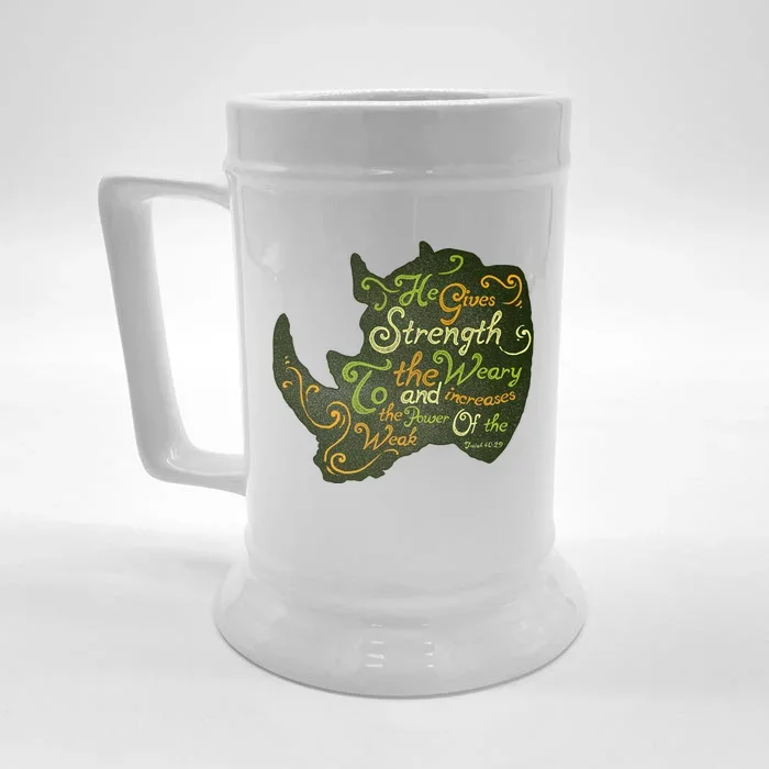 He Gives Strength Front & Back Beer Stein