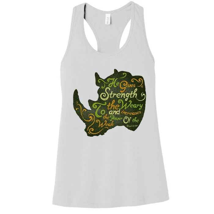 He Gives Strength Women's Racerback Tank