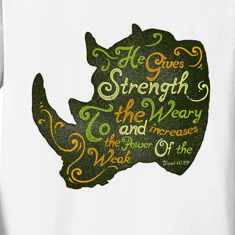 He Gives Strength Kids Long Sleeve Shirt