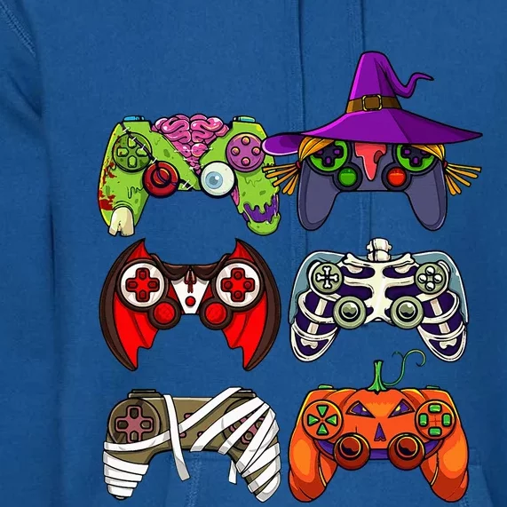 Halloween Gamer Skeleton Zombie Gaming Controllers Premium Hoodie