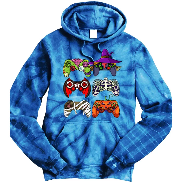 Halloween Gamer Skeleton Zombie Gaming Controllers Tie Dye Hoodie