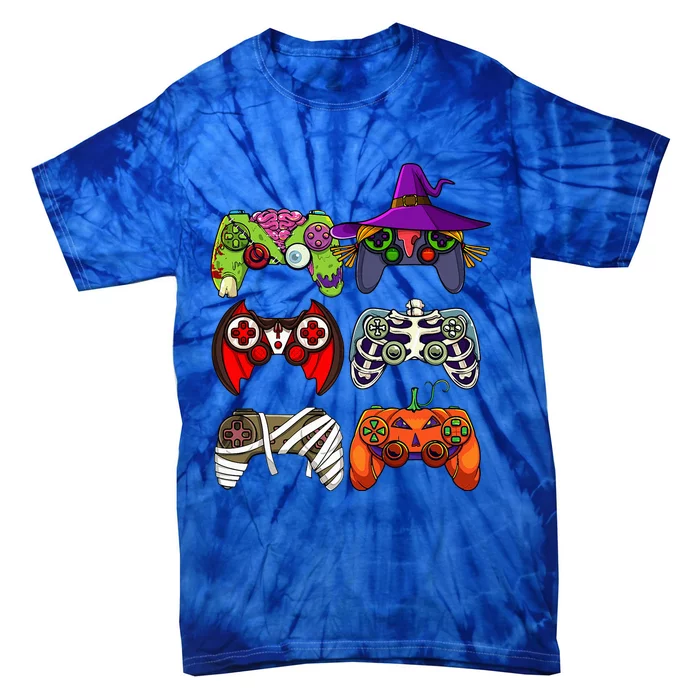 Halloween Gamer Skeleton Zombie Gaming Controllers Tie-Dye T-Shirt