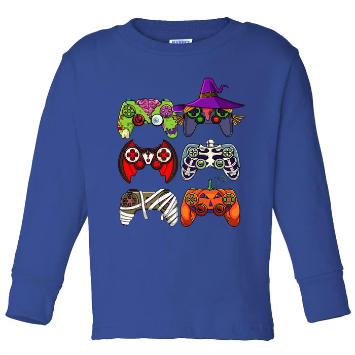 Halloween Gamer Skeleton Zombie Gaming Controllers Toddler Long Sleeve Shirt