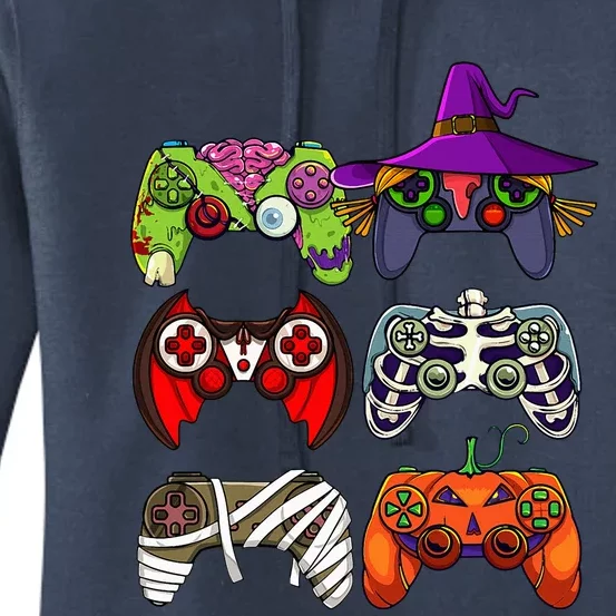 Halloween Gamer Skeleton Zombie Gaming Controllers Women's Pullover Hoodie