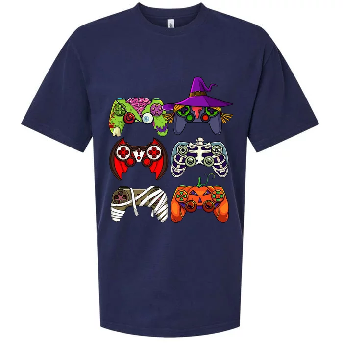 Halloween Gamer Skeleton Zombie Gaming Controllers Sueded Cloud Jersey T-Shirt