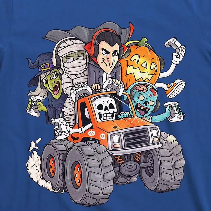 Halloween Gamer Skeleton Zombie Monster Truck T-Shirt