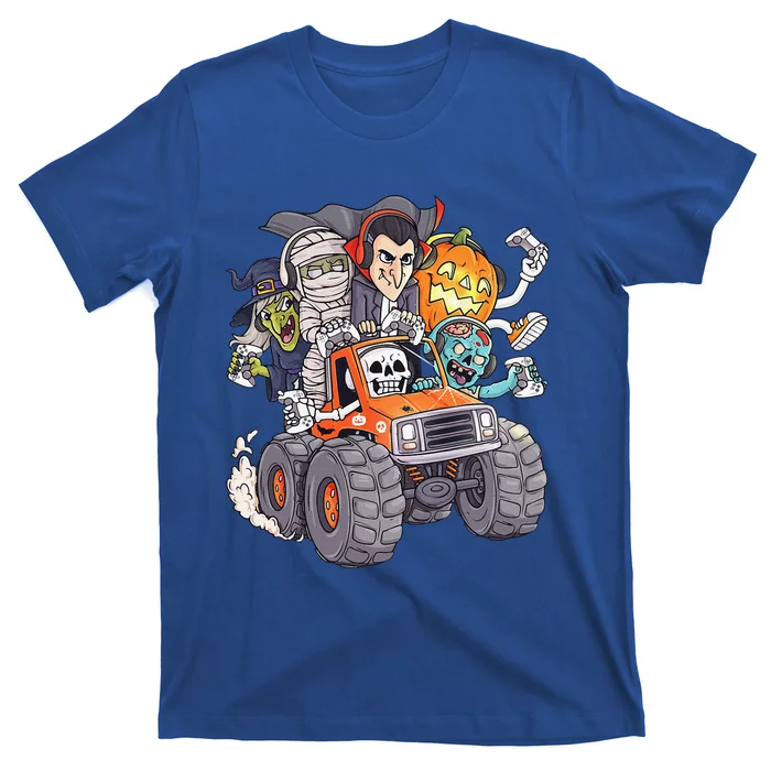 Halloween Gamer Skeleton Zombie Monster Truck T-Shirt