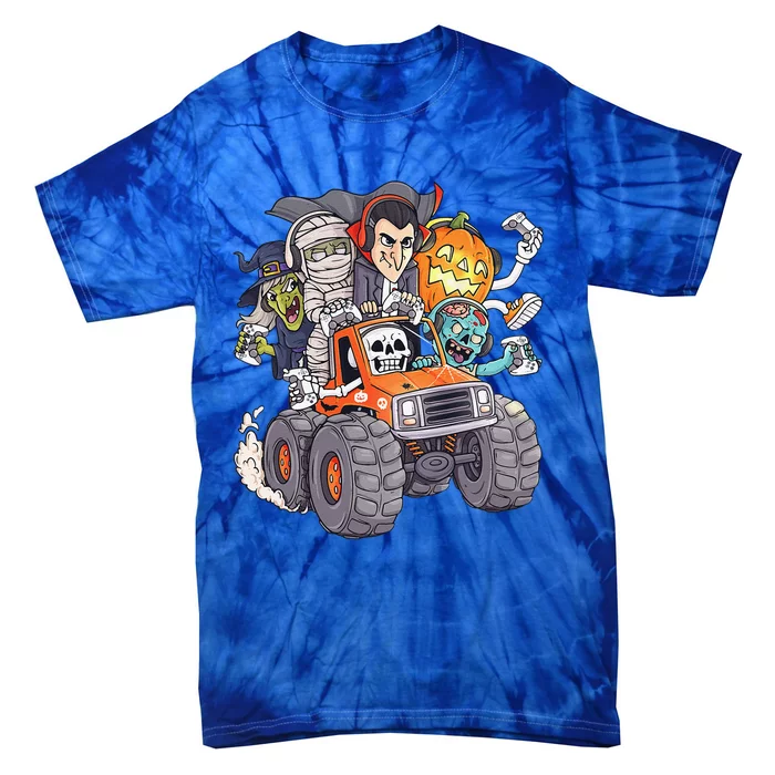 Halloween Gamer Skeleton Zombie Monster Truck Tie-Dye T-Shirt