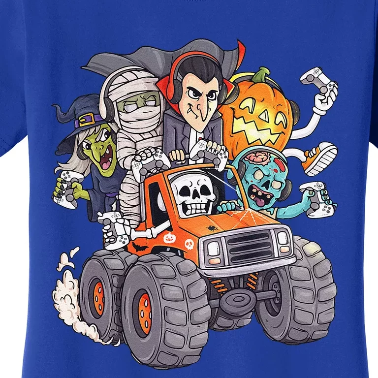 Halloween Gamer Skeleton Zombie Monster Truck Women's T-Shirt