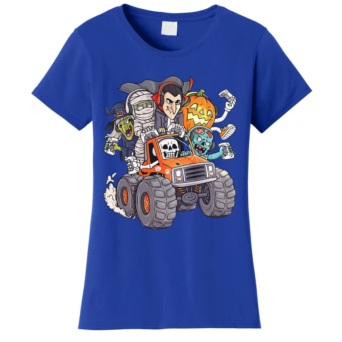 Halloween Gamer Skeleton Zombie Monster Truck Women's T-Shirt