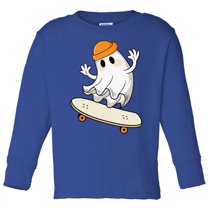 Halloween Ghost Skateboard Halloween Skateboarding Toddler Long Sleeve Shirt