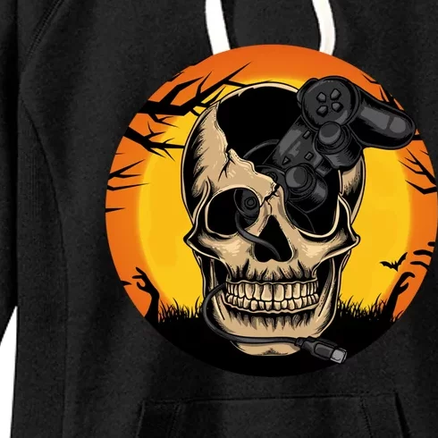 Halloween Gamer Skeleton Funny Teens Gaming Great Gift Women's Fleece Hoodie