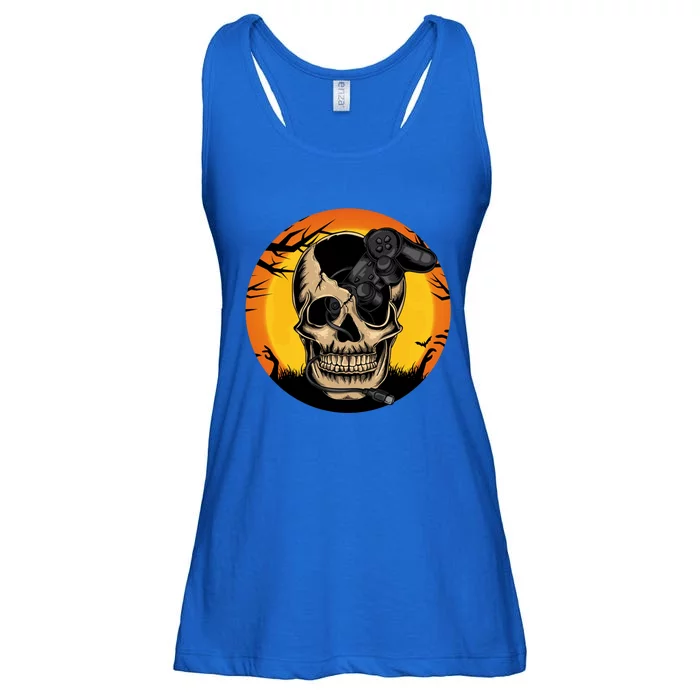 Halloween Gamer Skeleton Funny Teens Gaming Great Gift Ladies Essential Flowy Tank