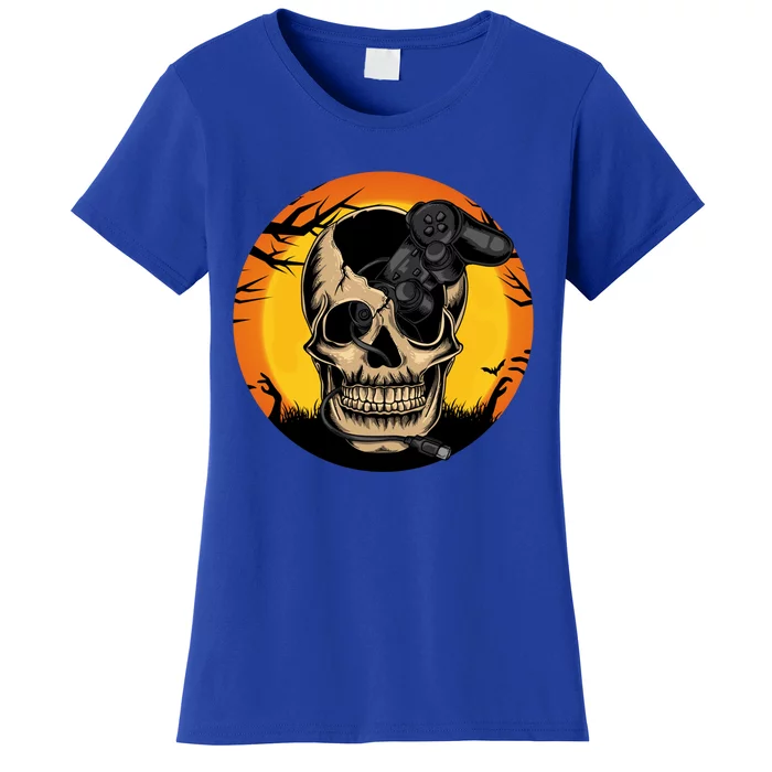 Halloween Gamer Skeleton Funny Teens Gaming Great Gift Women's T-Shirt