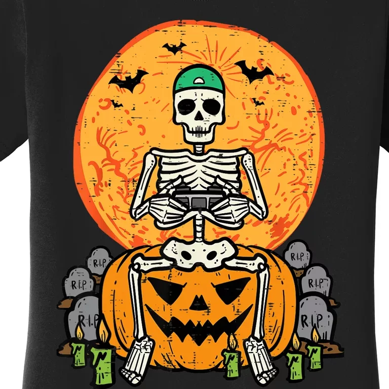 Halloween Gamer Skeleton Funny Gaming Costume Boy Women's T-Shirt