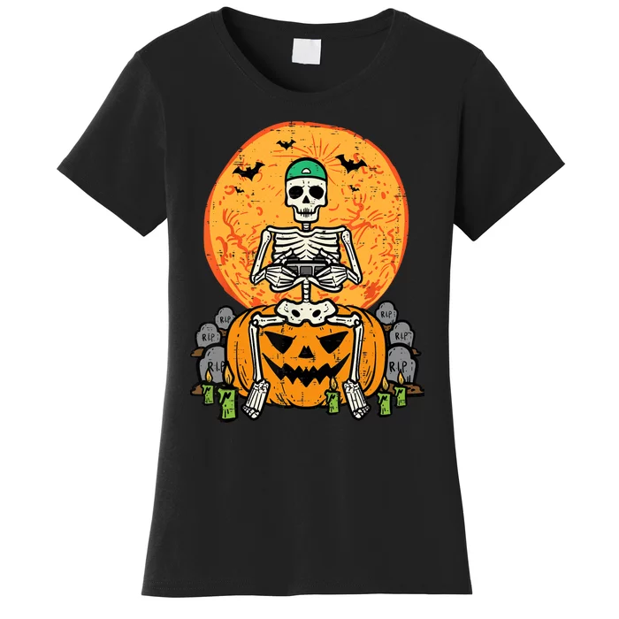 Halloween Gamer Skeleton Funny Gaming Costume Boy Women's T-Shirt