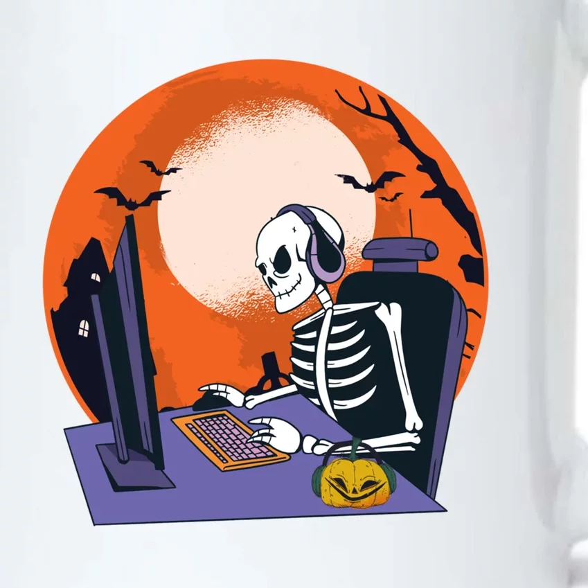 Halloween Gamer Skeleton Pumpkin Gaming Gift Black Color Changing Mug