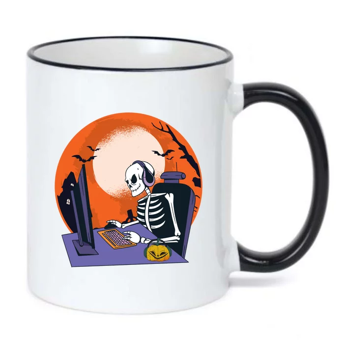 Halloween Gamer Skeleton Pumpkin Gaming Gift Black Color Changing Mug