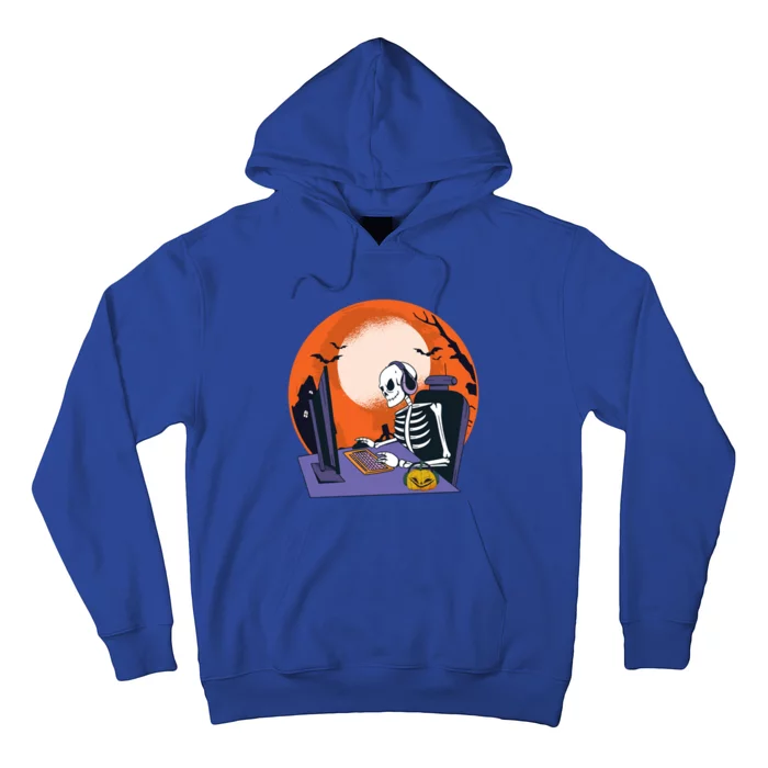 Halloween Gamer Skeleton Pumpkin Gaming Gift Hoodie