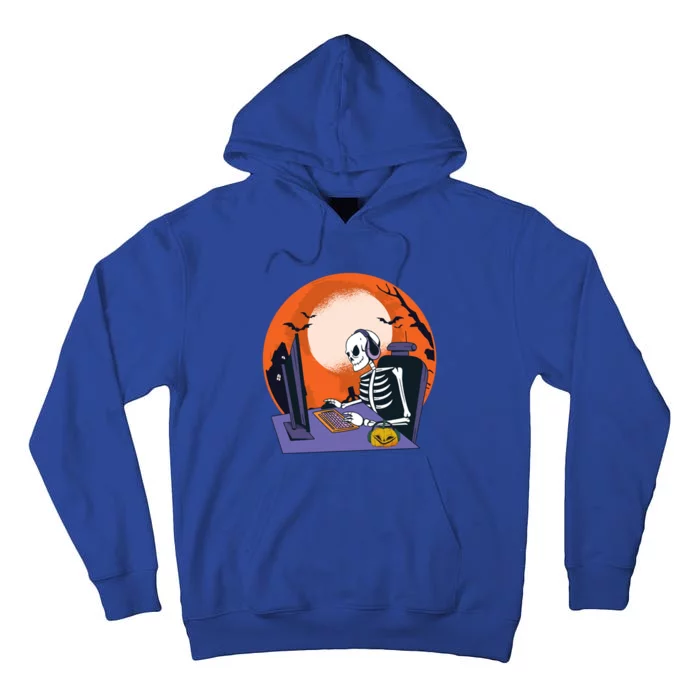 Halloween Gamer Skeleton Pumpkin Gaming Gift Tall Hoodie