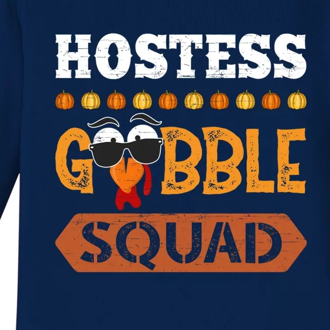 Hostess Gobble Squad Turkey Thanksgiving Attendant Cute Gift Baby Long Sleeve Bodysuit