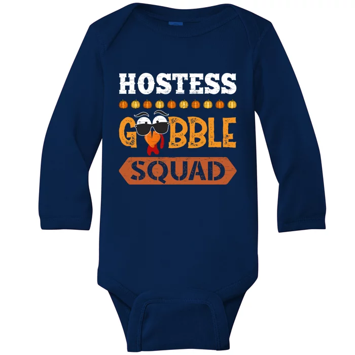 Hostess Gobble Squad Turkey Thanksgiving Attendant Cute Gift Baby Long Sleeve Bodysuit