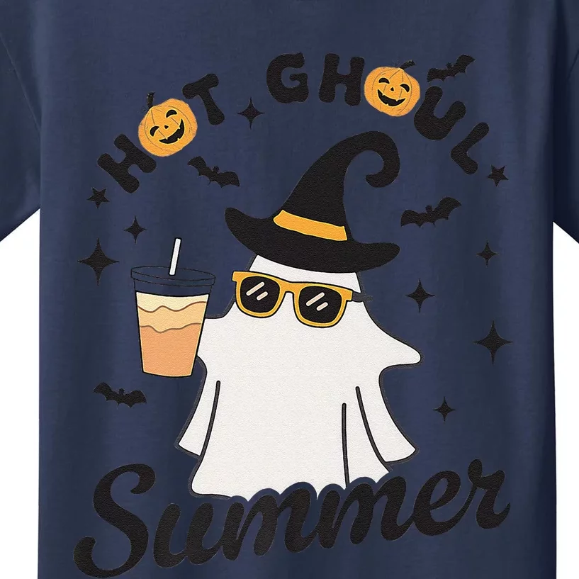 Hot Ghoul Summer Funny Ghost Spooky Summer Vibes Beach Kids T-Shirt