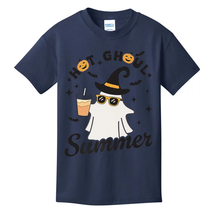 Hot Ghoul Summer Funny Ghost Spooky Summer Vibes Beach Kids T-Shirt