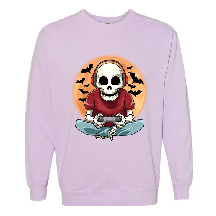 Halloween Gamer Skeleton Gaming Outfit Gift Garment-Dyed Sweatshirt