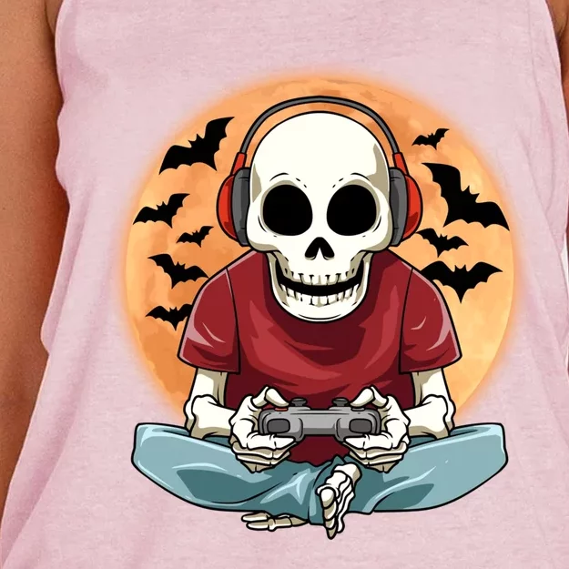 Halloween Gamer Skeleton Gaming Outfit Gift Women's Knotted Racerback Tank