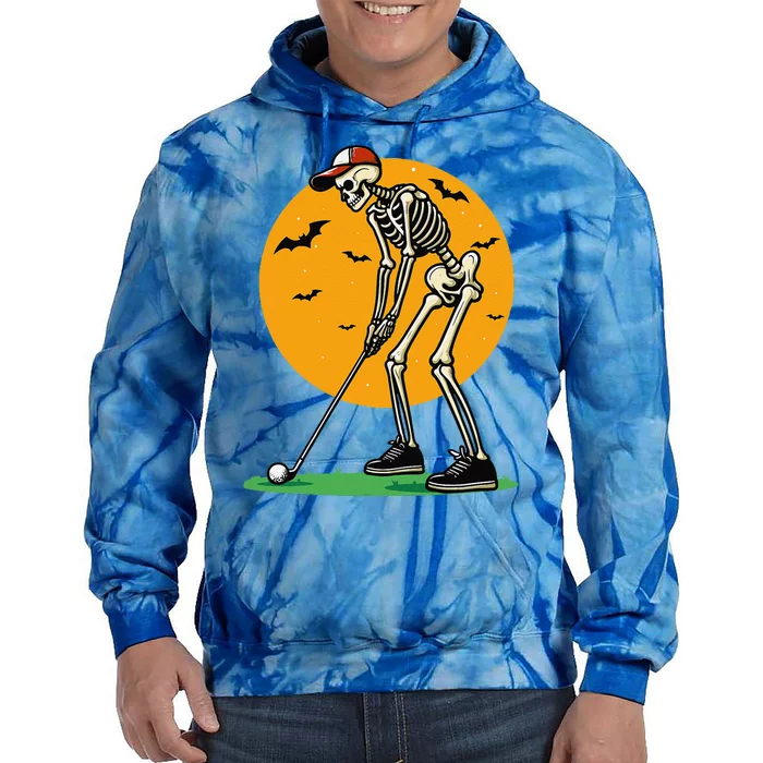 Halloween Golf Skeleton Golfer Funny Halloween Golfing Gift Tie Dye Hoodie