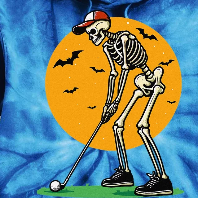 Halloween Golf Skeleton Golfer Funny Halloween Golfing Gift Tie Dye Hoodie