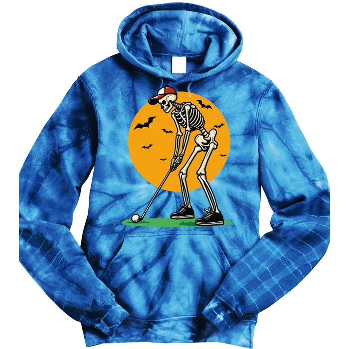 Halloween Golf Skeleton Golfer Funny Halloween Golfing Gift Tie Dye Hoodie