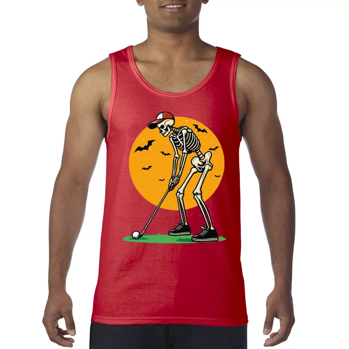 Halloween Golf Skeleton Golfer Funny Halloween Golfing Gift Tank Top