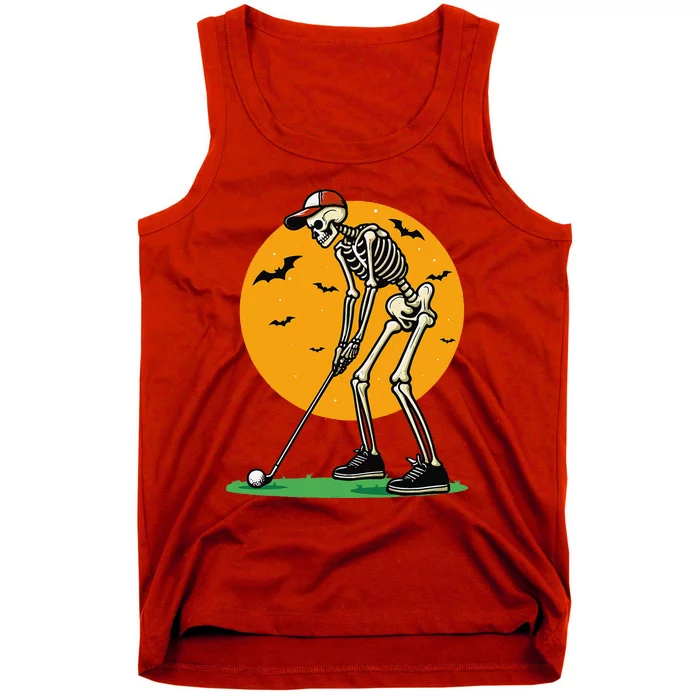 Halloween Golf Skeleton Golfer Funny Halloween Golfing Gift Tank Top