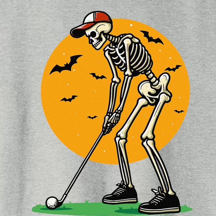 Halloween Golf Skeleton Golfer Funny Halloween Golfing Gift Women's Crop Top Tee