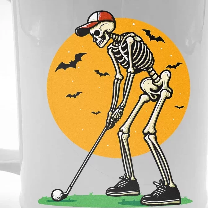 Halloween Golf Skeleton Golfer Funny Halloween Golfing Gift Front & Back Beer Stein