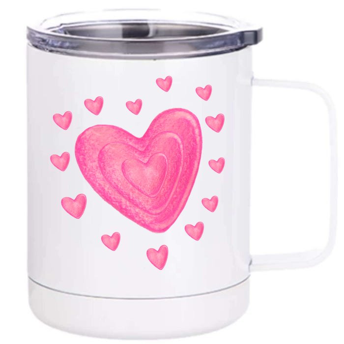 Hearts Gift School Valentines Day Great Gift Front & Back 12oz Stainless Steel Tumbler Cup