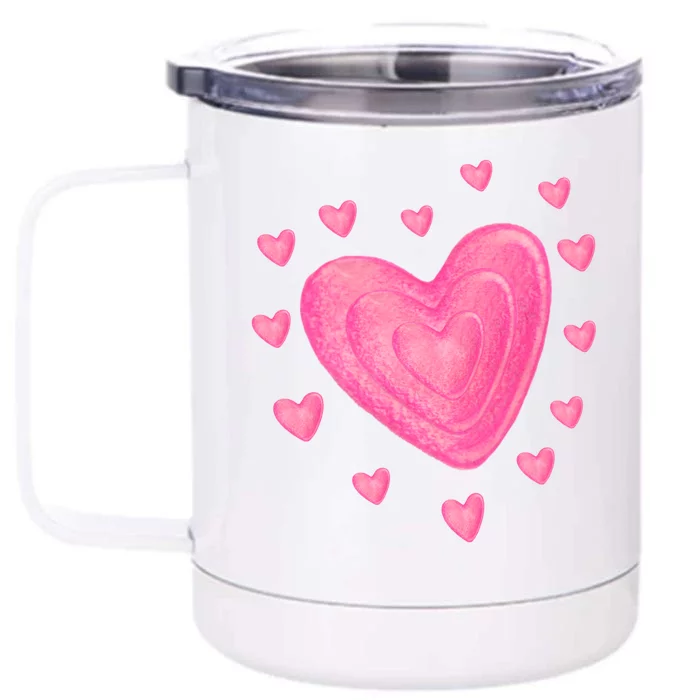 Hearts Gift School Valentines Day Great Gift Front & Back 12oz Stainless Steel Tumbler Cup