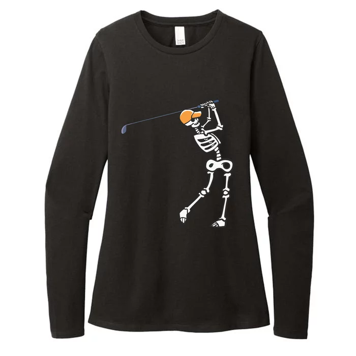 Halloween Golfer Skeleton Funny Golfing Gift Womens CVC Long Sleeve Shirt