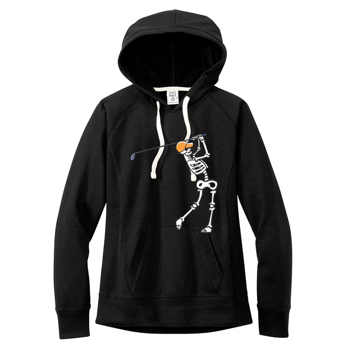 Halloween Golfer Skeleton Funny Golfing Gift Women's Fleece Hoodie