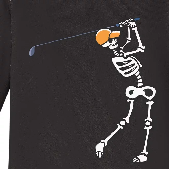 Halloween Golfer Skeleton Funny Golfing Gift Baby Long Sleeve Bodysuit